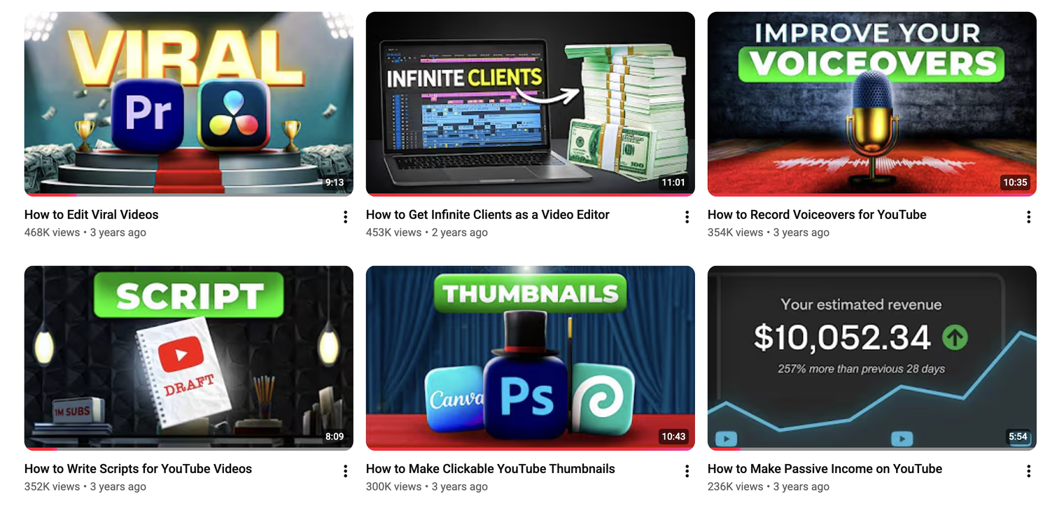 Nate Curtiss channel videos, 236K to 468K views